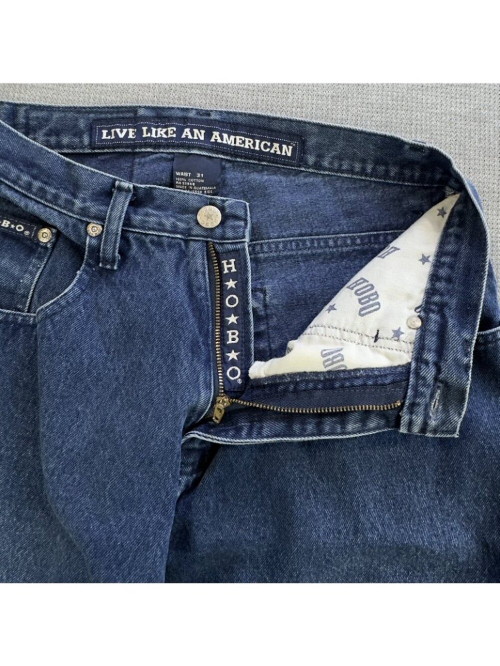 Vtg HOBO Live Like An American Jean Shorts Mens Size 31 Denim Loose Fit Blue - Picture 6 of 14